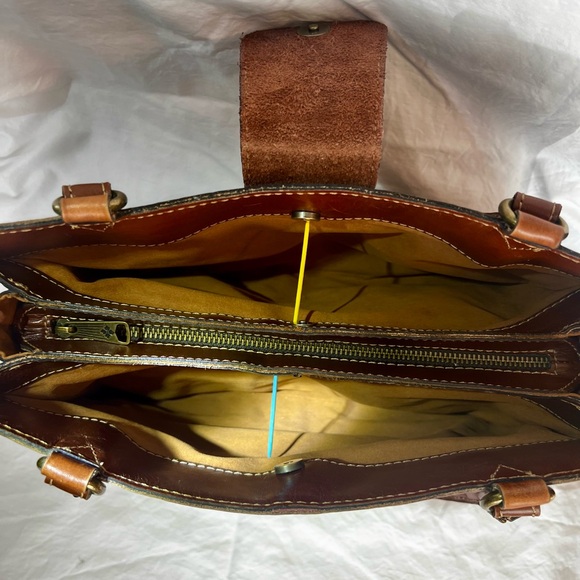 Patricia Nash Brown Leather Rienzo Satchel with Signature Map Print - Picture 6 of 10